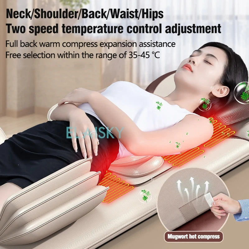 Electric Massage Mattress Airbag Kneading Vibrating Mat for Neck Back Leg Moxibustion Therapy Body Waist Relaxation Pain Relief