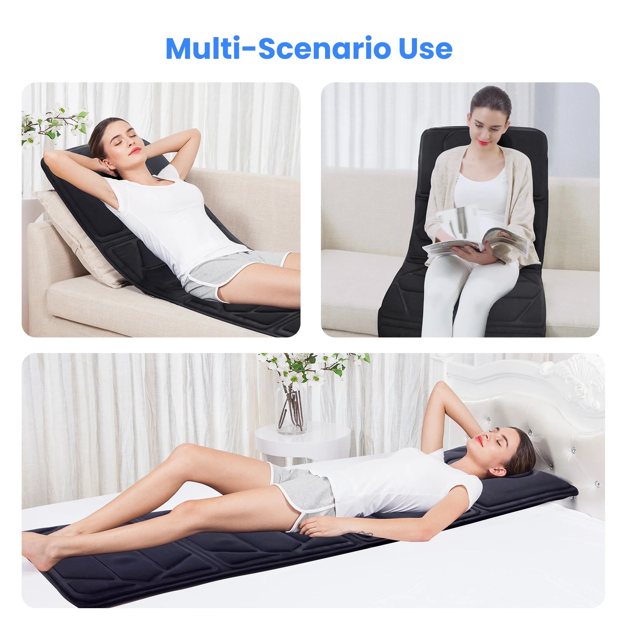 Full Body Massage Mat with Heat, Electric Massage Pad for Back Pain Relief, Gift